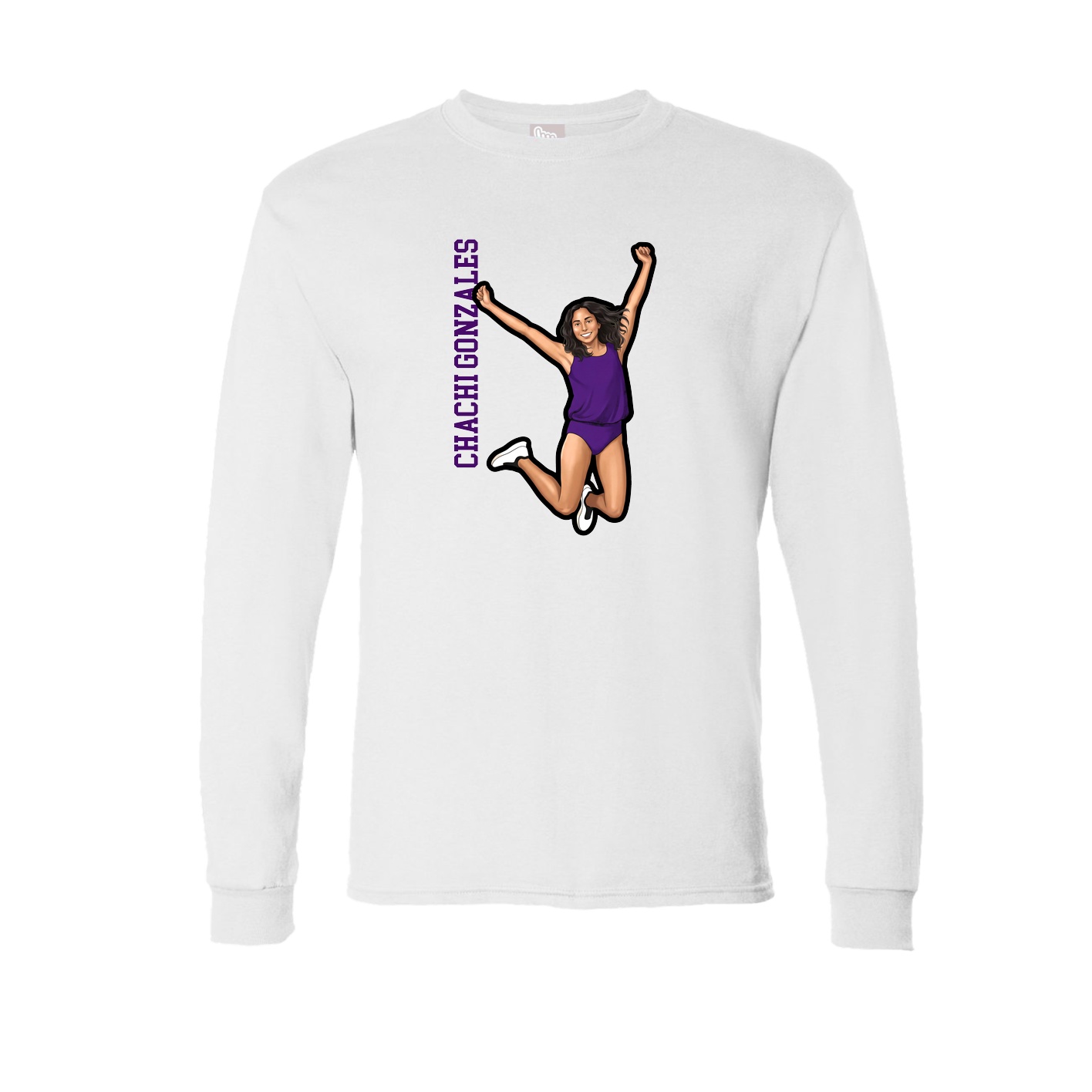 Long Sleeve Tee — Name Vertical in White