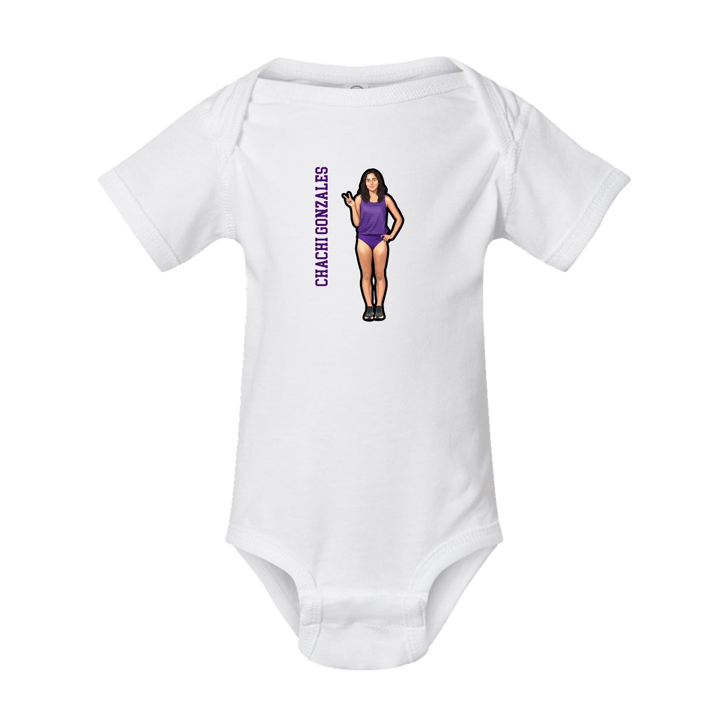 Baby Onesie — Name Vertical in White