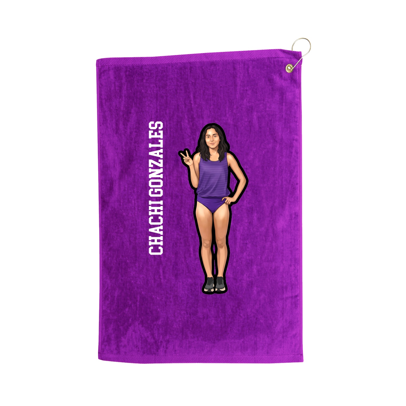 Golf Towel — Name Vertical in Purple