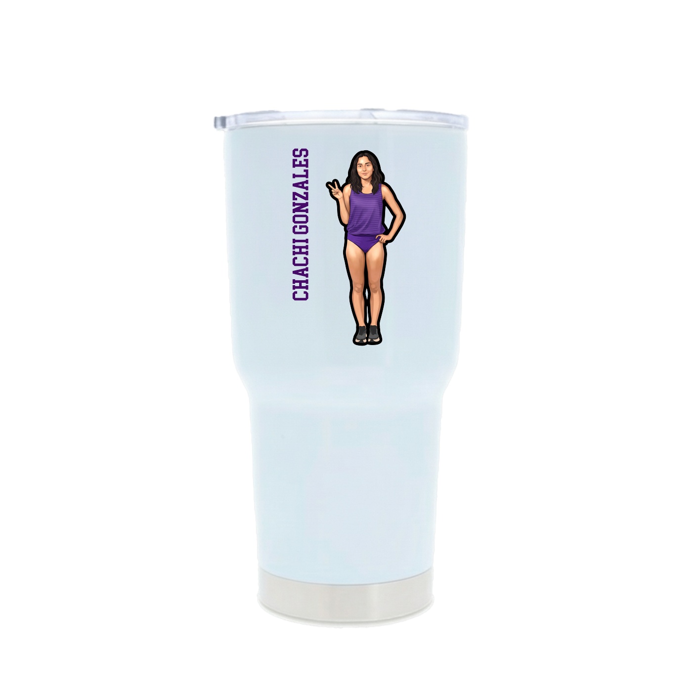 30oz Stainless Steel Tumbler — Name Vertical in White
