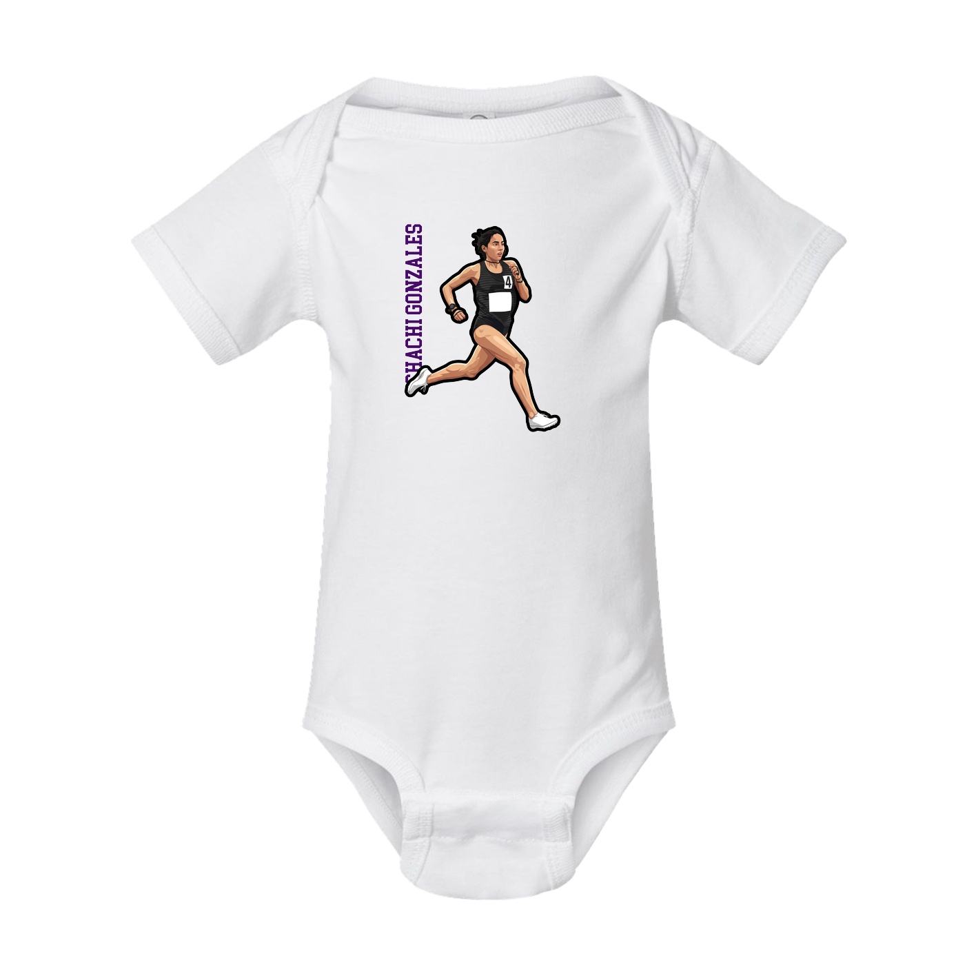 Baby Onesie — Name Vertical in White