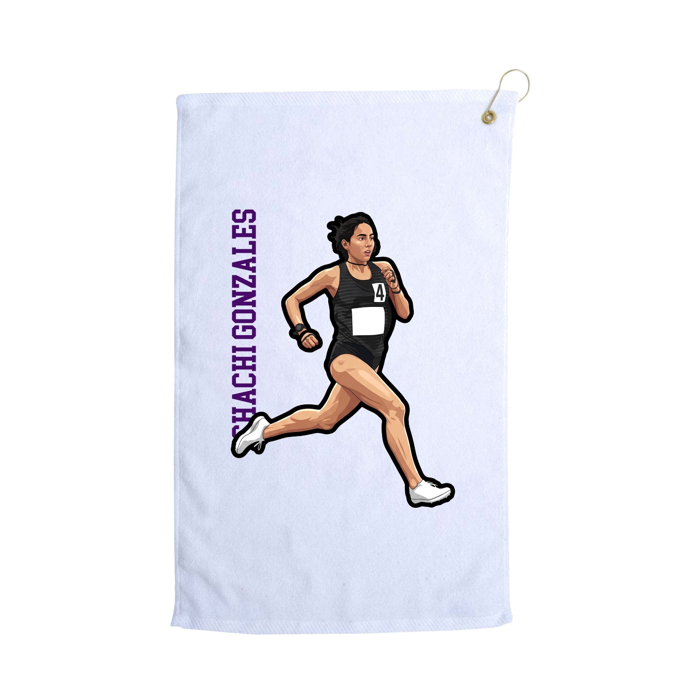 Golf Towel — Name Vertical in White
