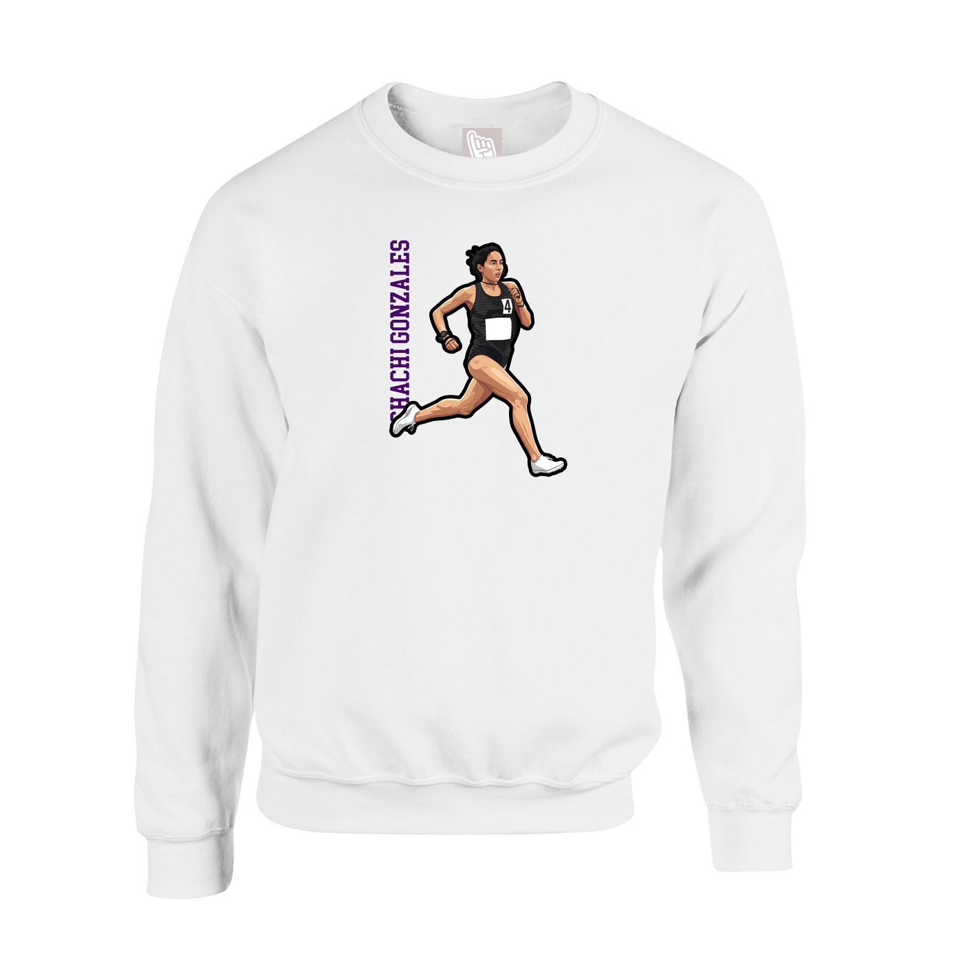 Fleece Crew — Name Vertical in White