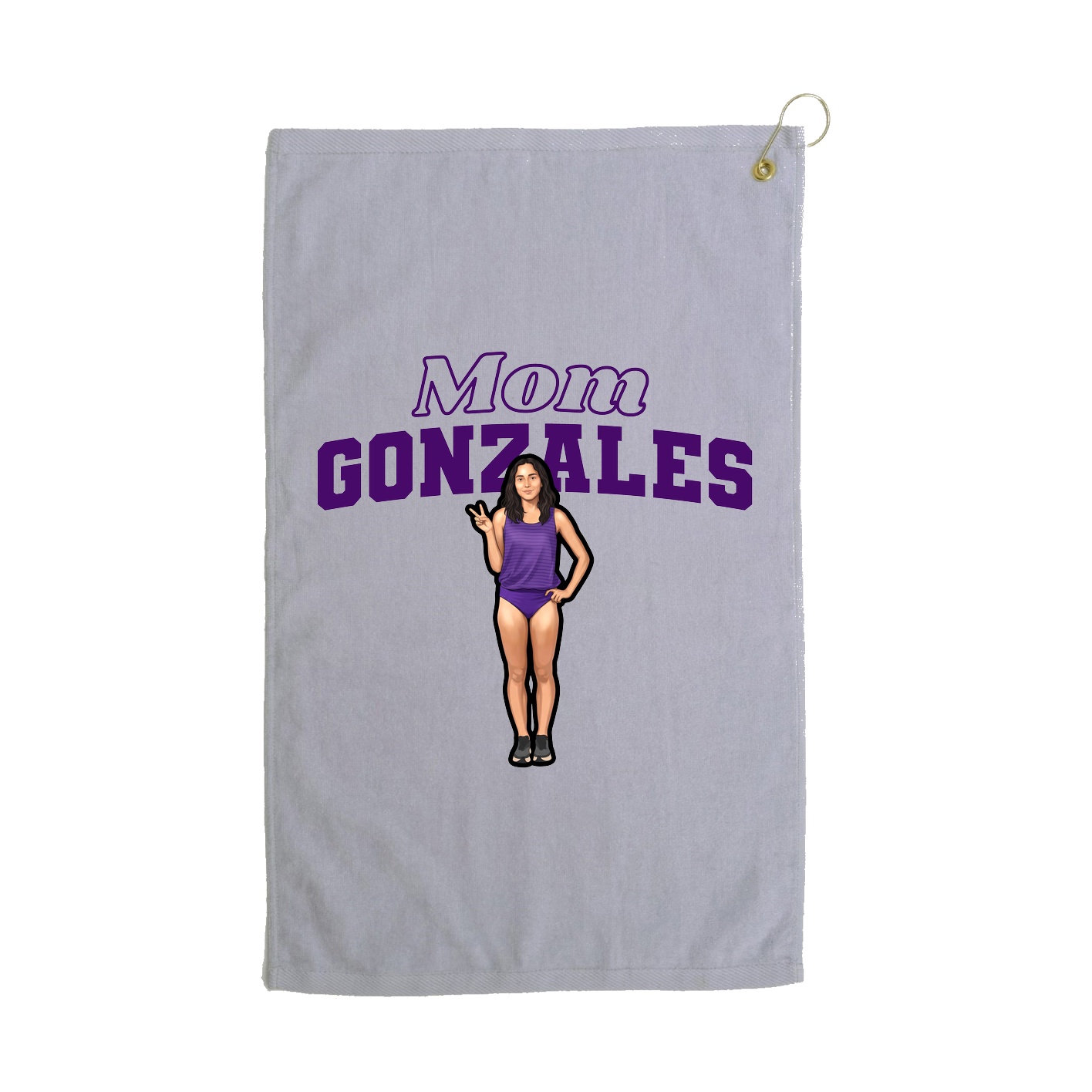 Golf Towel — Mothers Day Block in Grey