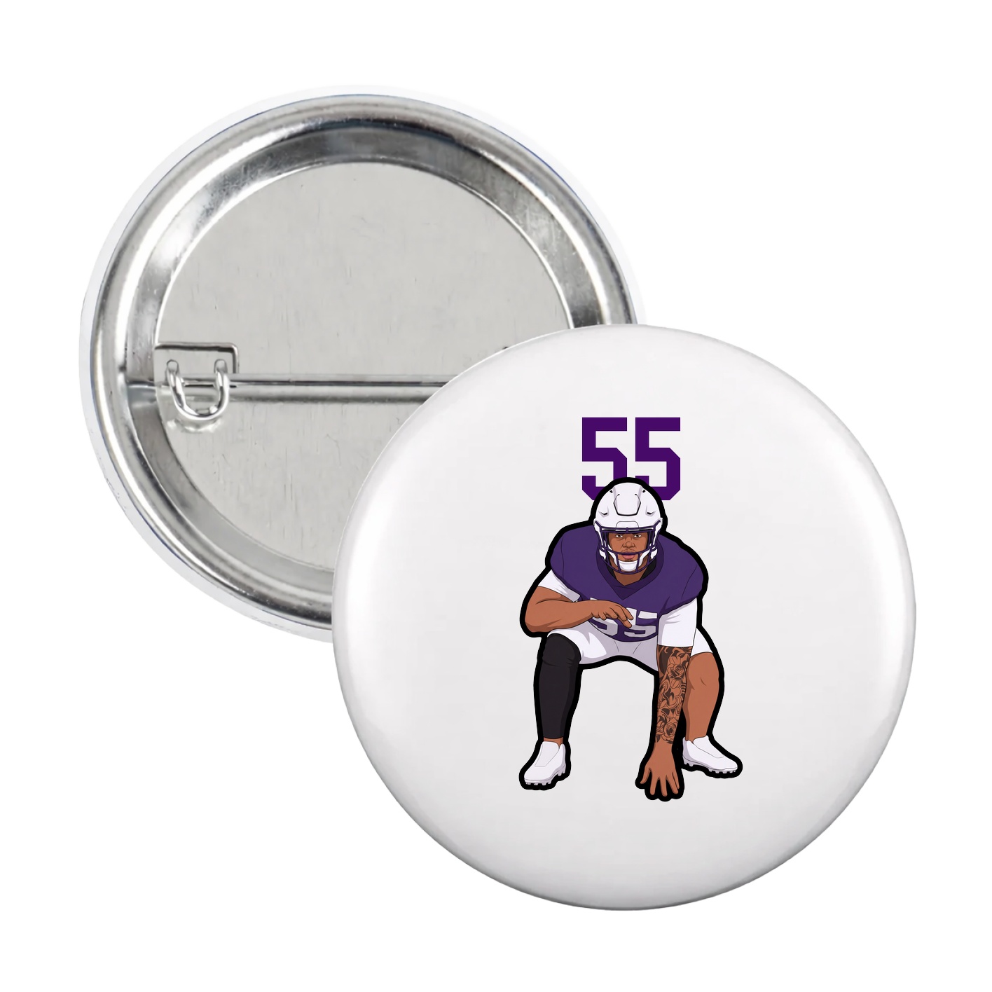 Game Day Button — Number Top in White