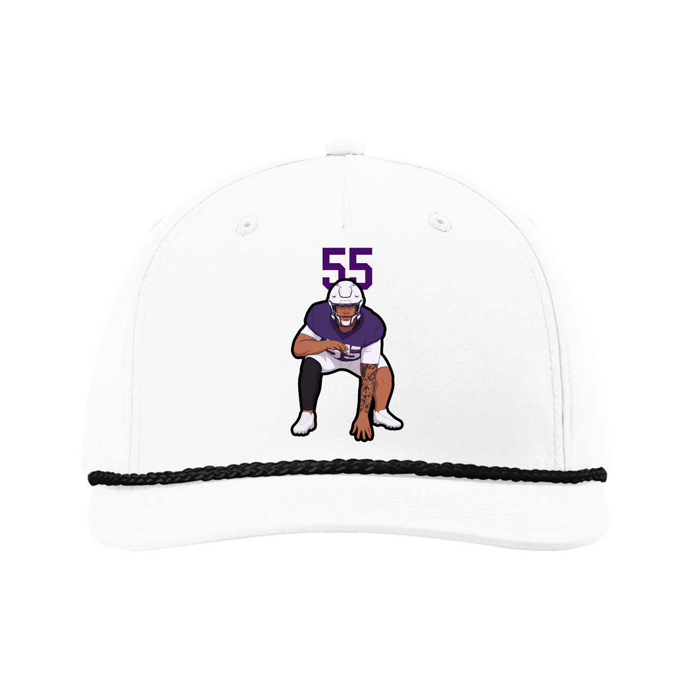 Five-Panel Classic Rope Cap — Number Top in White