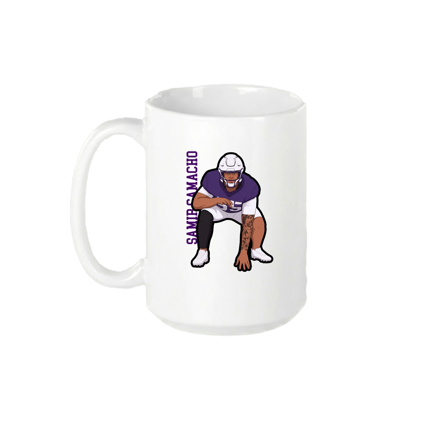 15oz Coffee Mug — Name Vertical in White