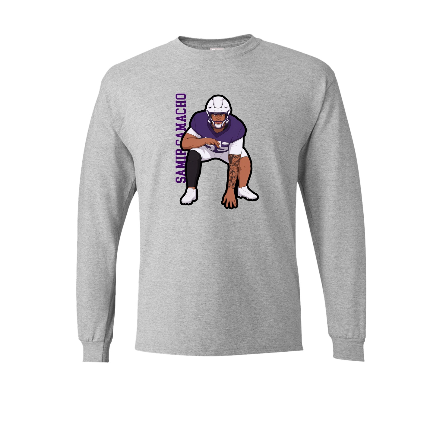 Long Sleeve Tee — Name Vertical in Grey