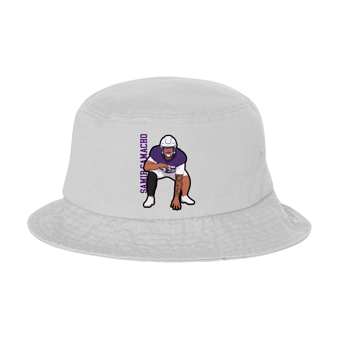 Bucket Cap — Name Vertical in White