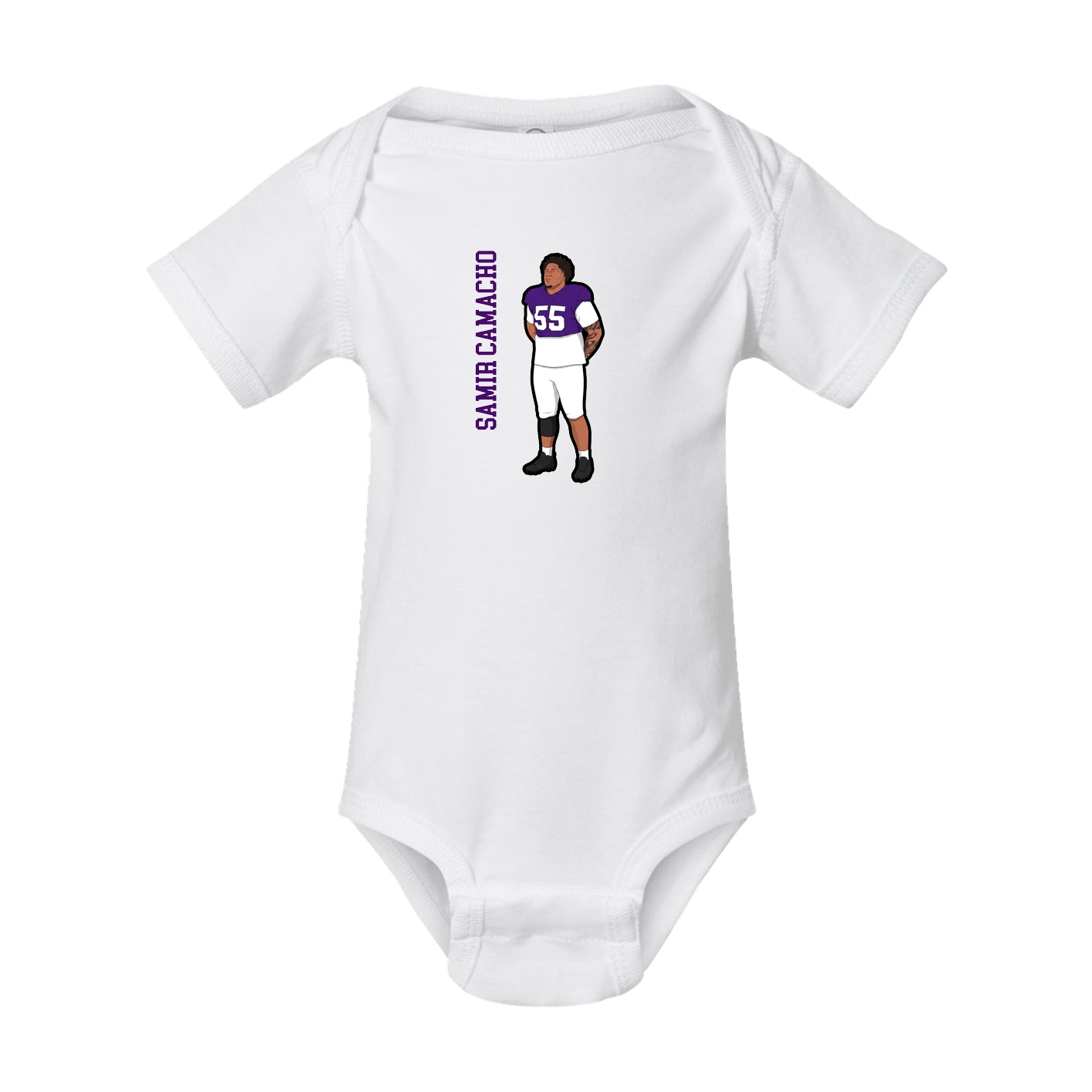 Baby Onesie — Name Vertical in White