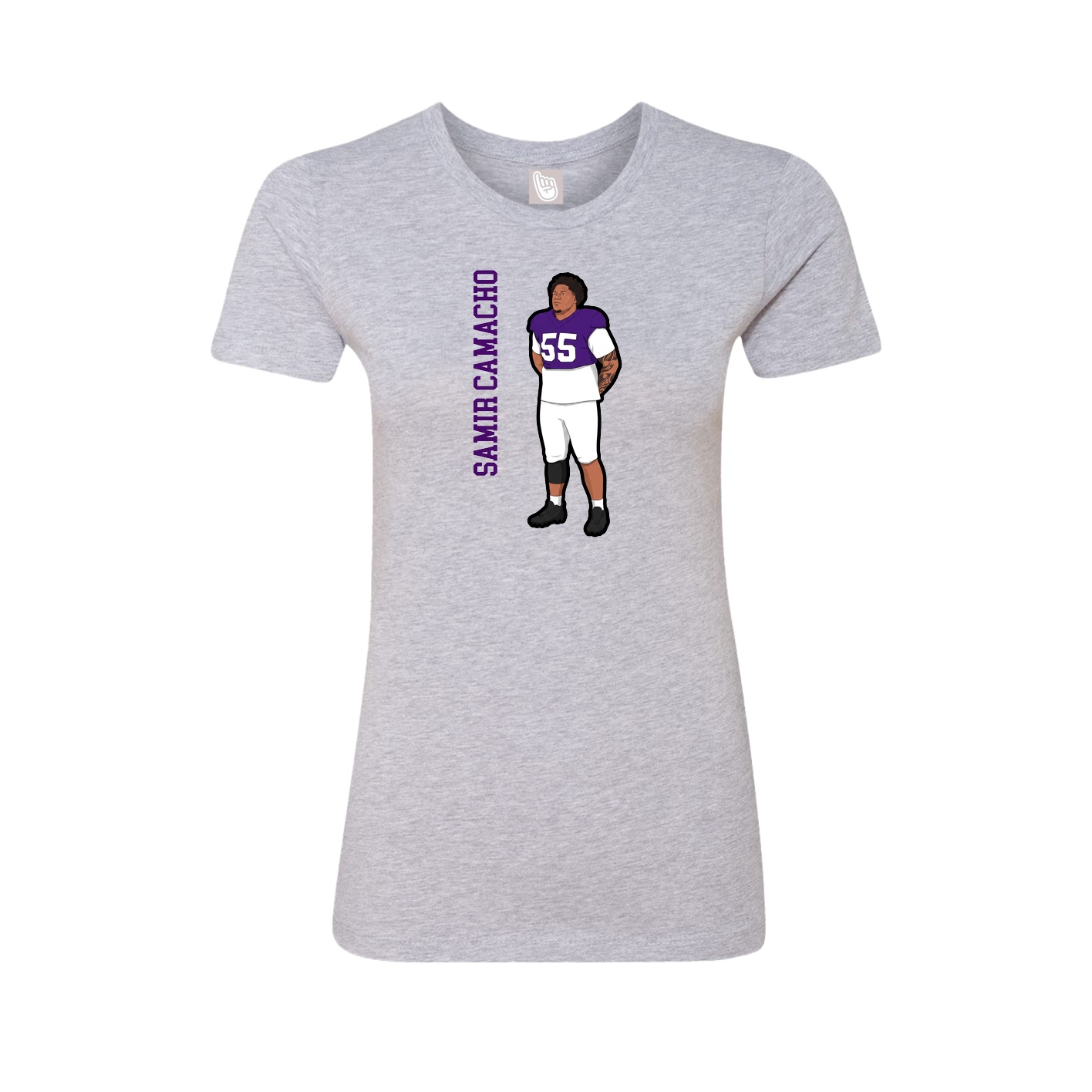 Fitted Women's Tee — Name Vertical in Grey