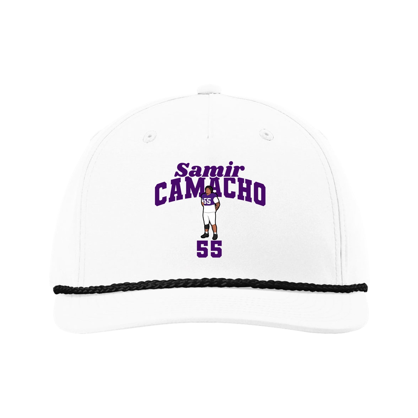 Five-Panel Classic Rope Cap — Signature Arch in White