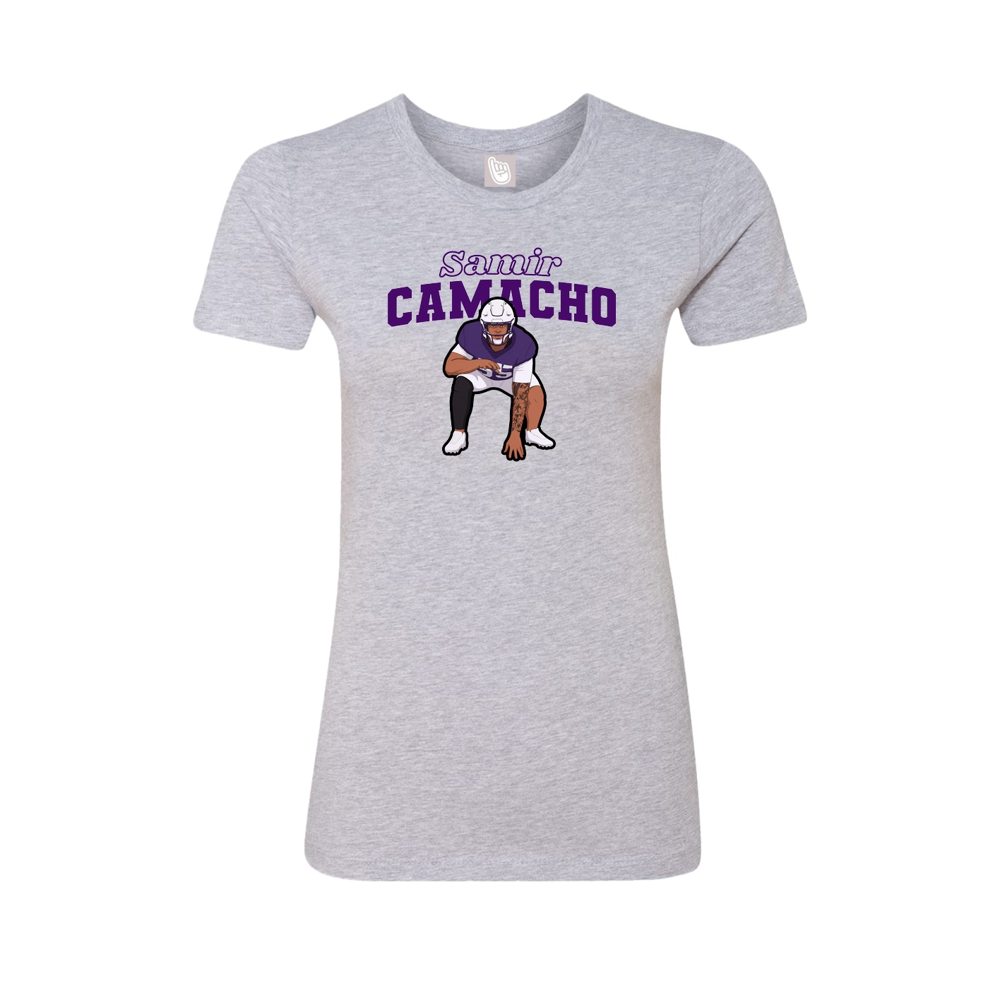 Fitted Women's Tee — Name Arch in Grey