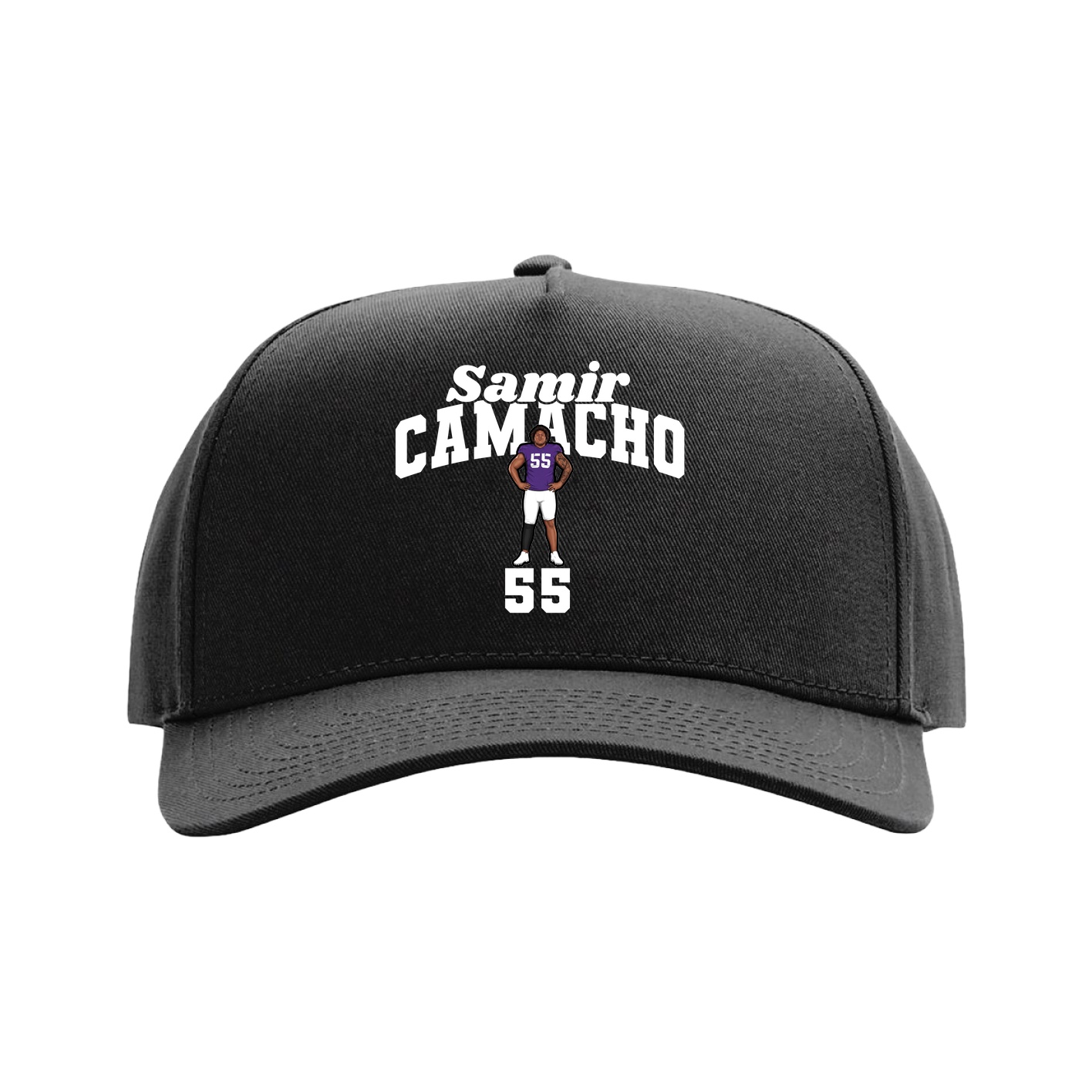 Full Fabric Five-Panel Champ Cap — Signature Arch in Black
