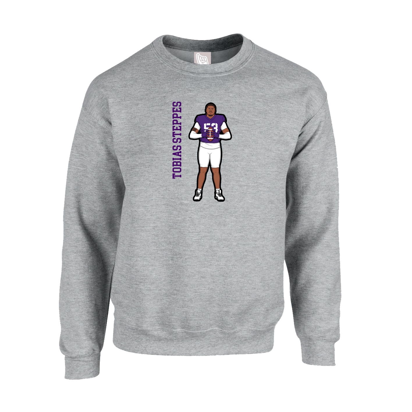 Fleece Crew — Name Vertical in Grey