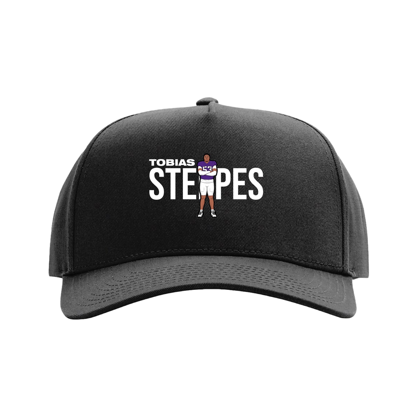 Full Fabric Five-Panel Champ Cap — Player Name in Black
