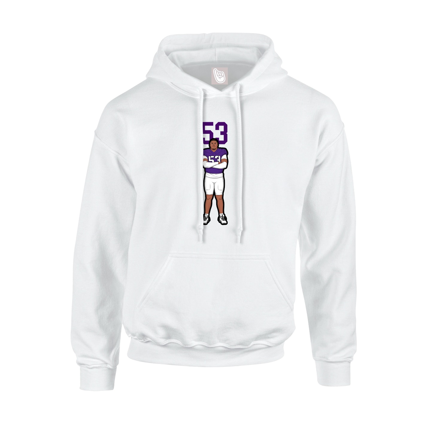 Youth Hoodie — Number Top in White