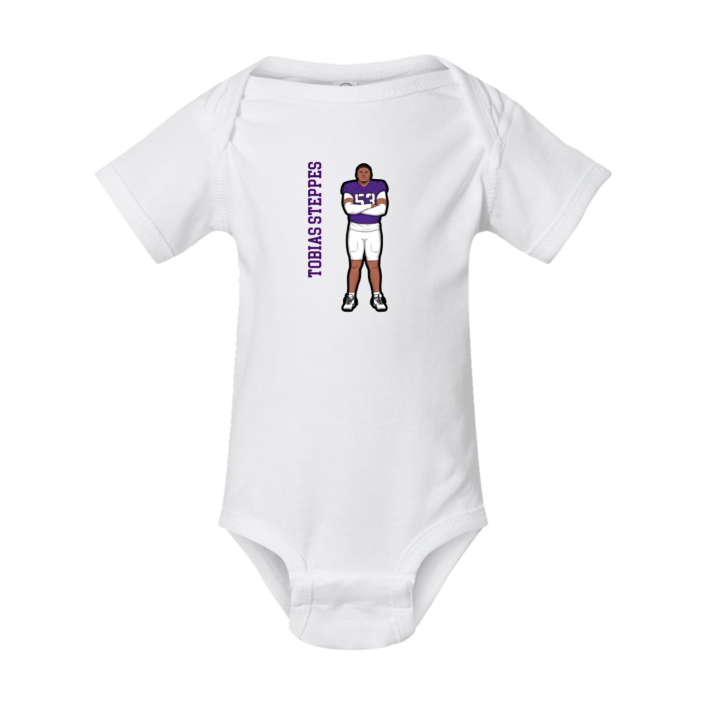 Baby Onesie — Name Vertical in White