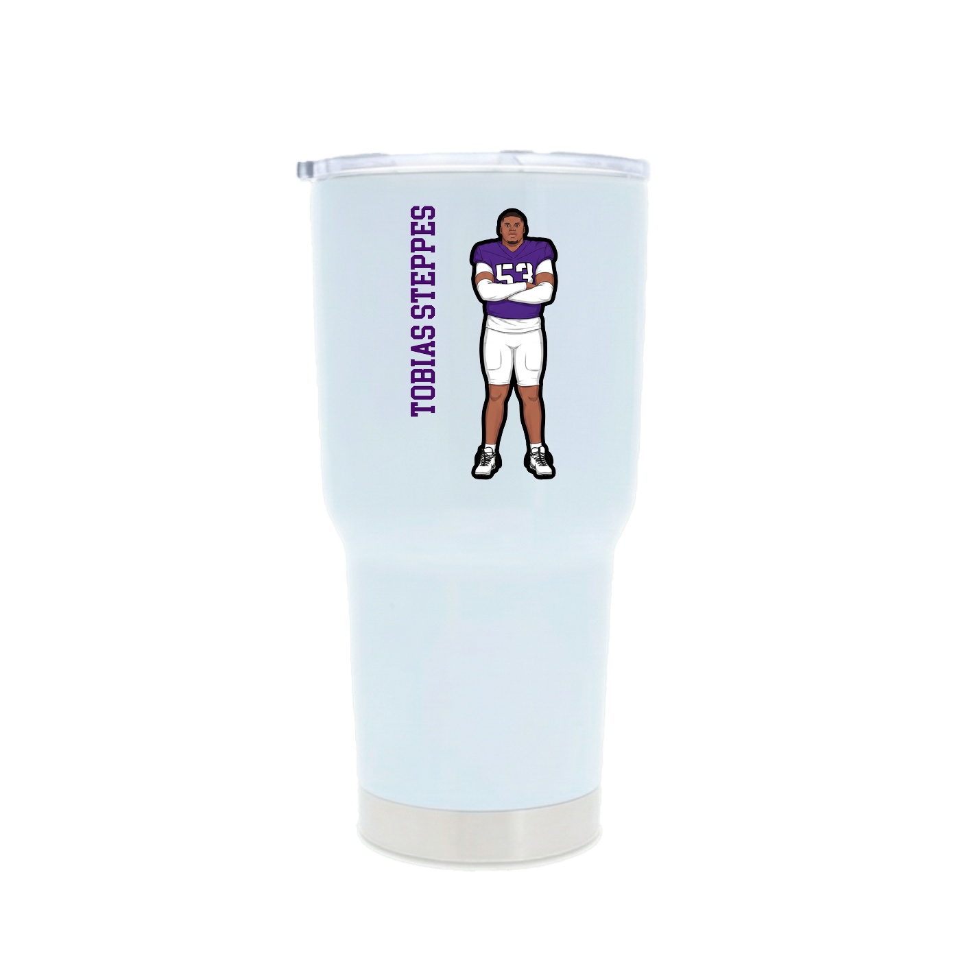 30oz Stainless Steel Tumbler — Name Vertical in White