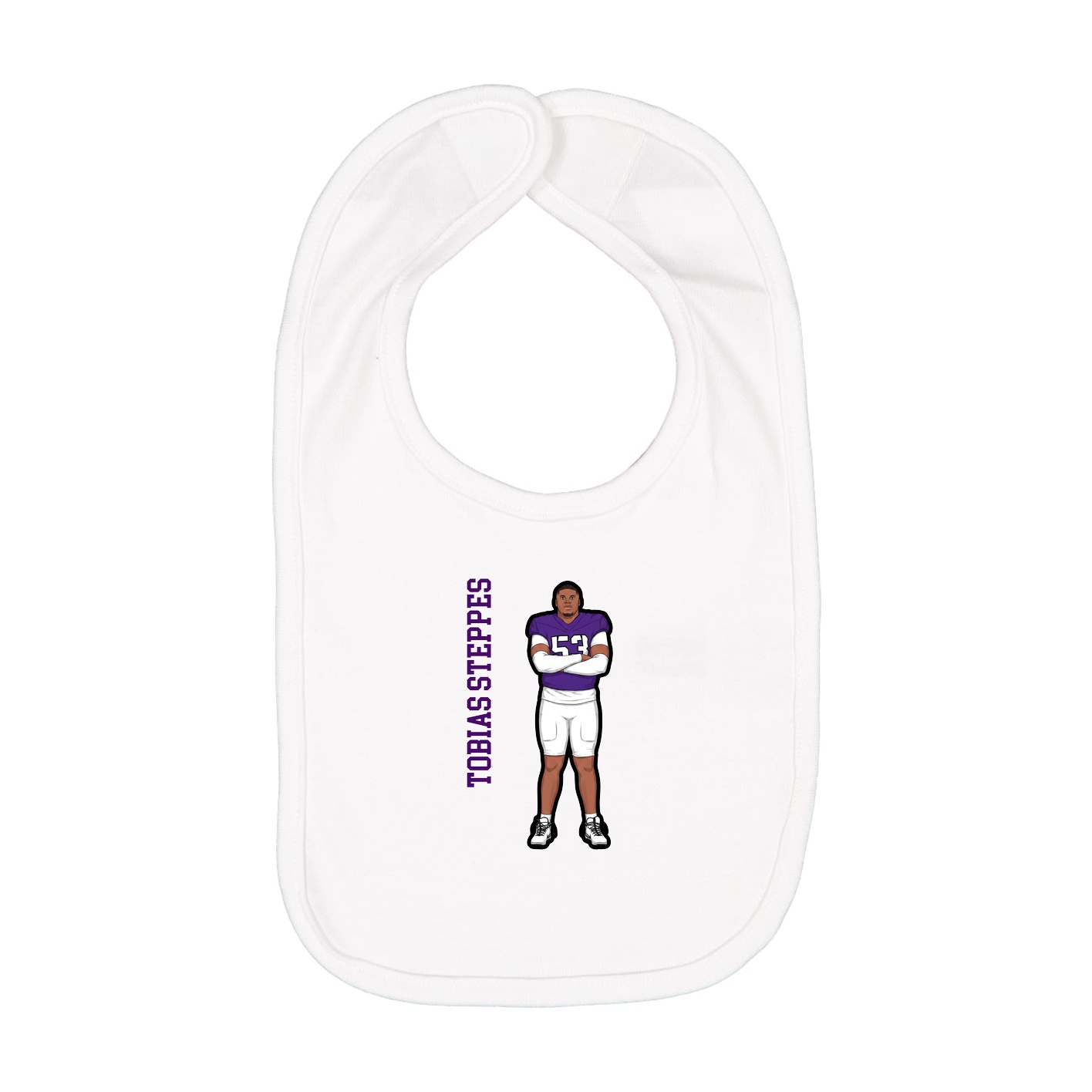 Infant Bib — Name Vertical in White