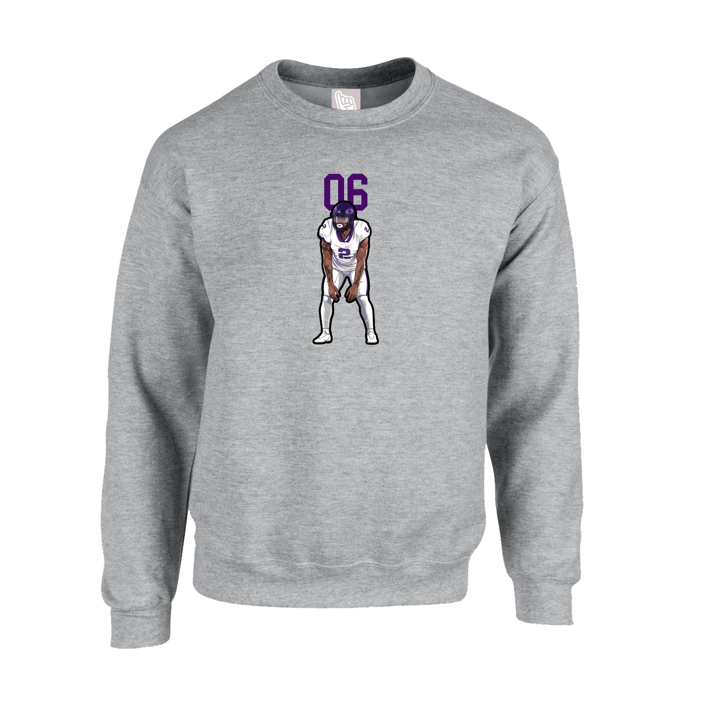 Fleece Crew — Number Top in Grey