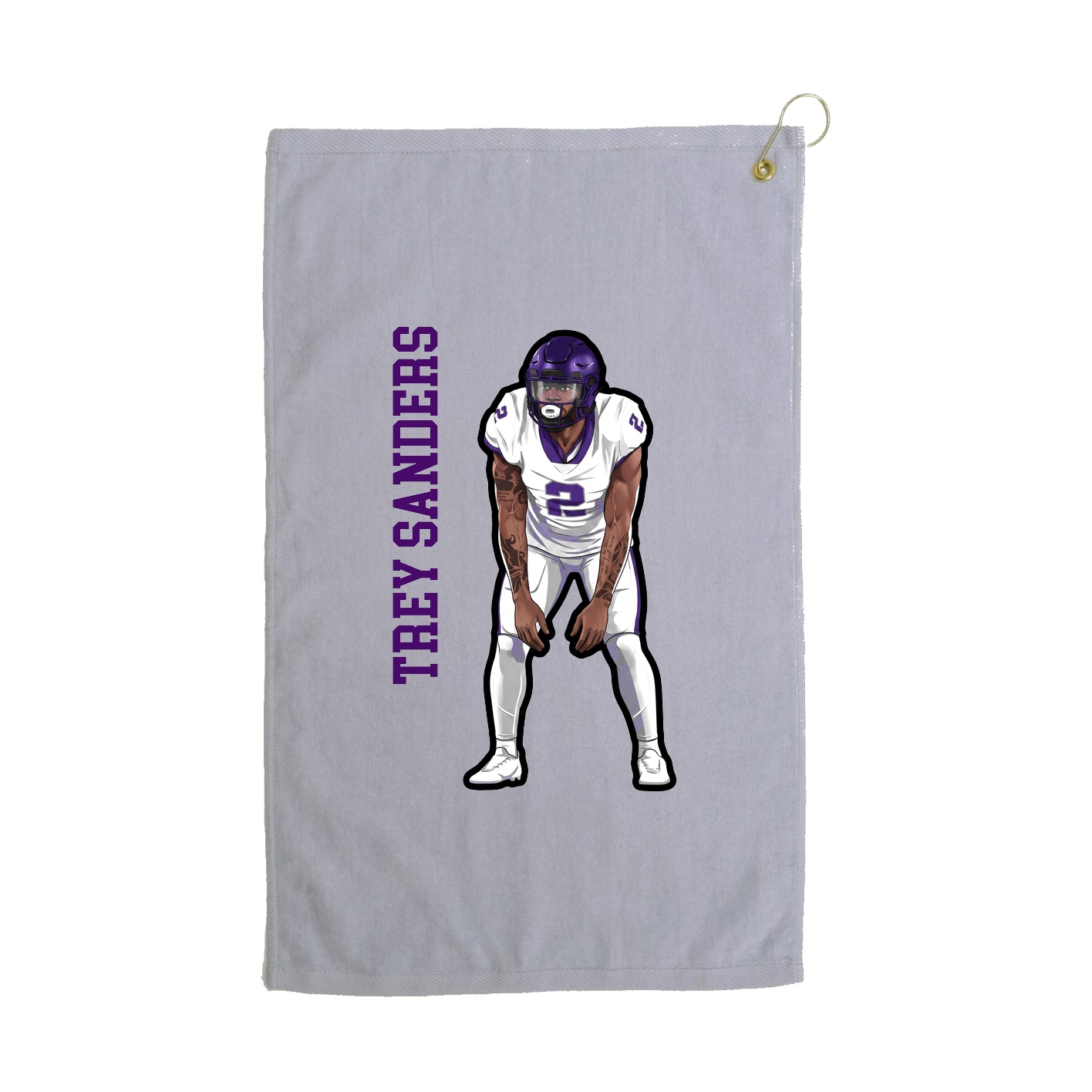 Golf Towel — Name Vertical in Grey