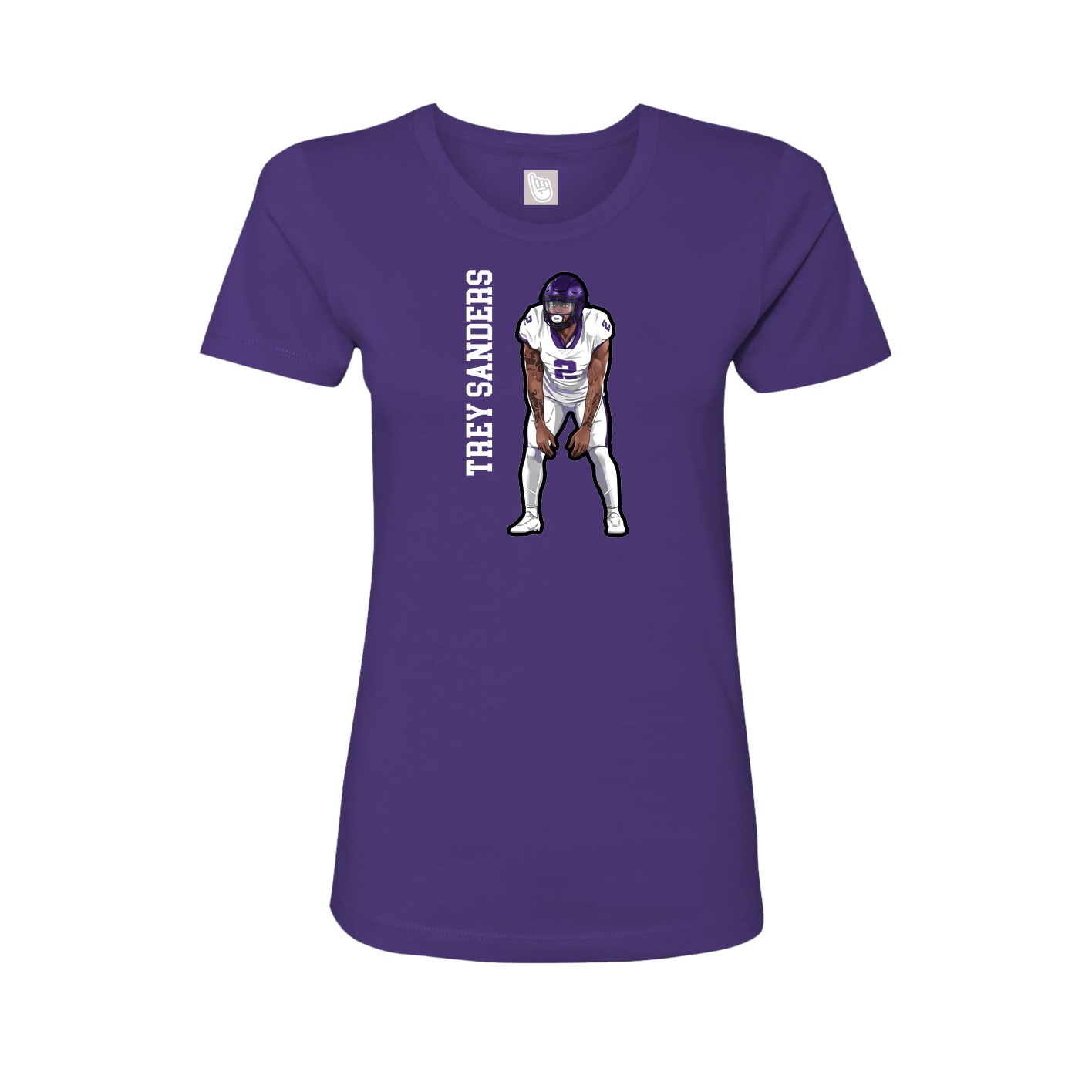 Fitted Women's Tee — Name Vertical in Purple