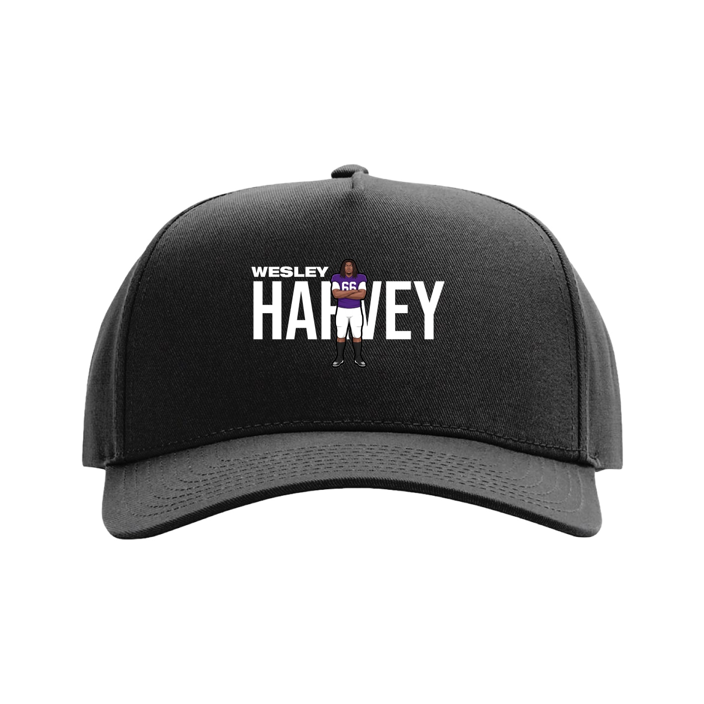 Full Fabric Five-Panel Champ Cap — Player Name in Black