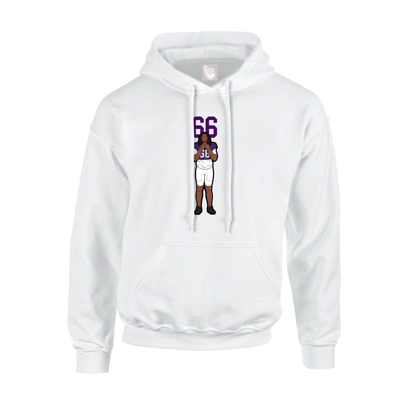 Youth Hoodie — Number Top in White