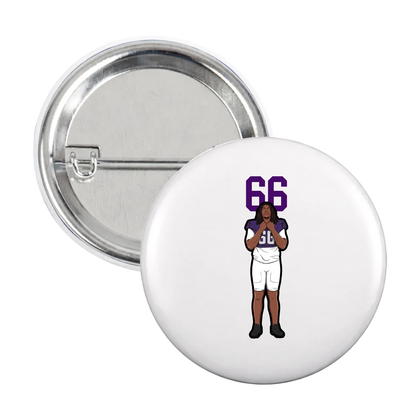 Game Day Button — Number Top in White