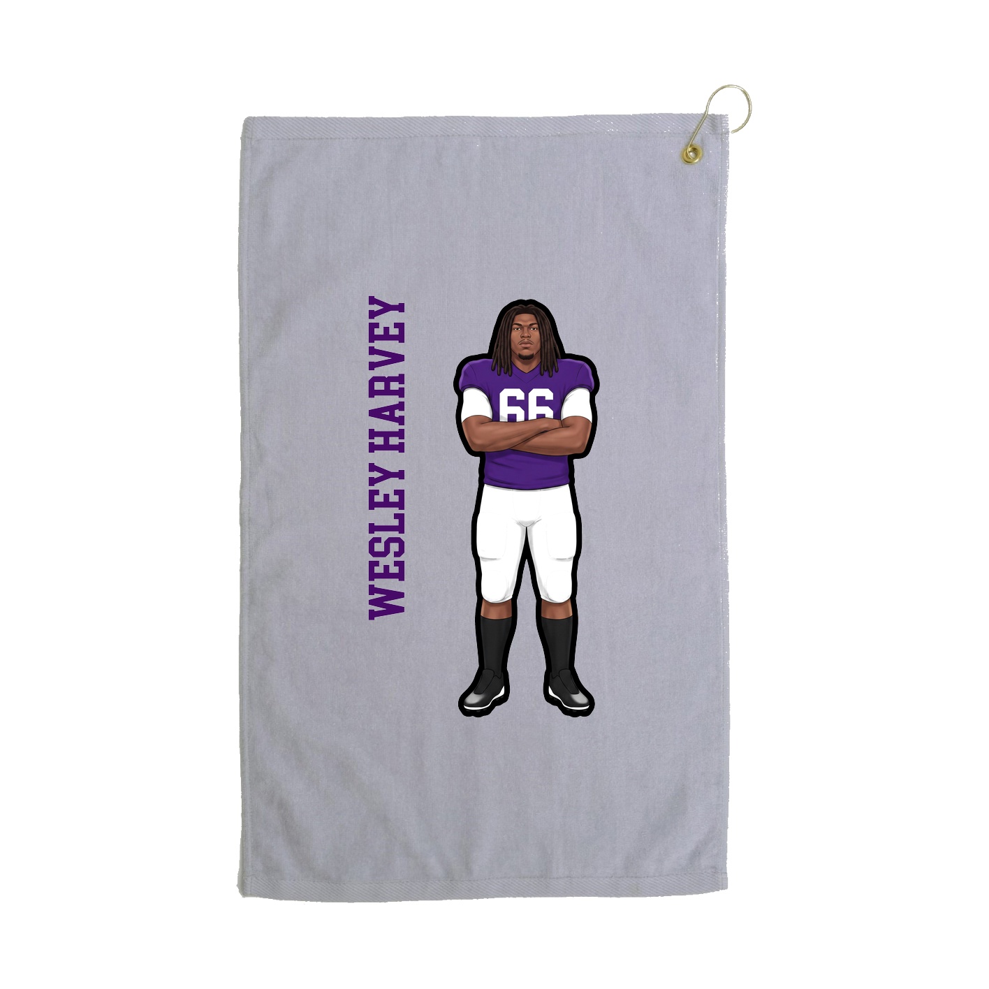 Golf Towel — Name Vertical in Grey