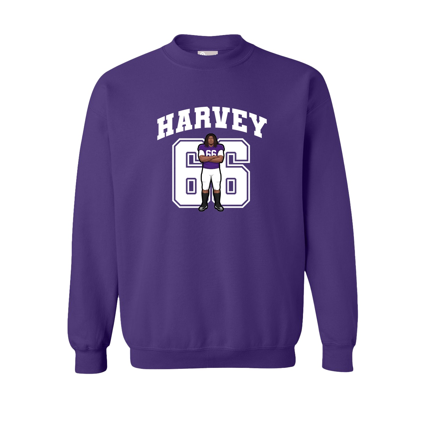 Fleece Crew — Number in Purple