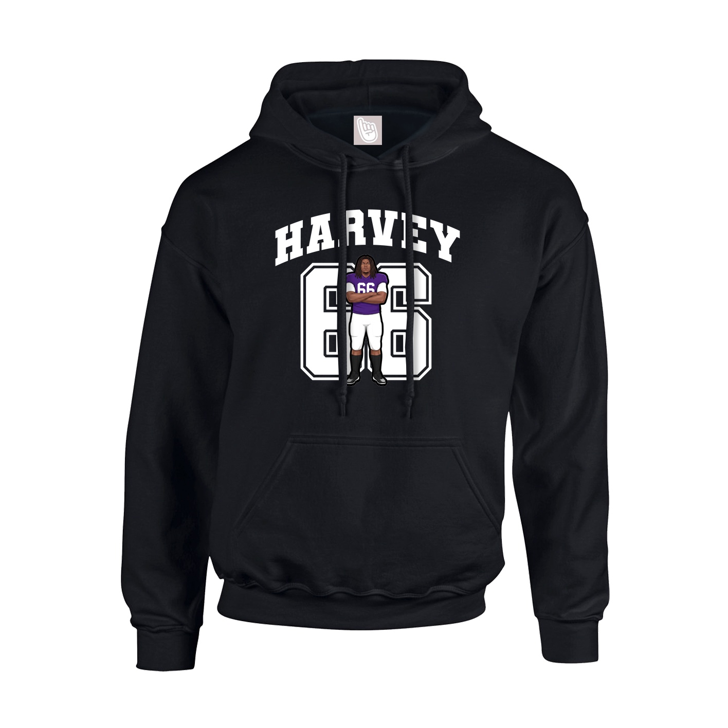 Youth Hoodie — Number in Black