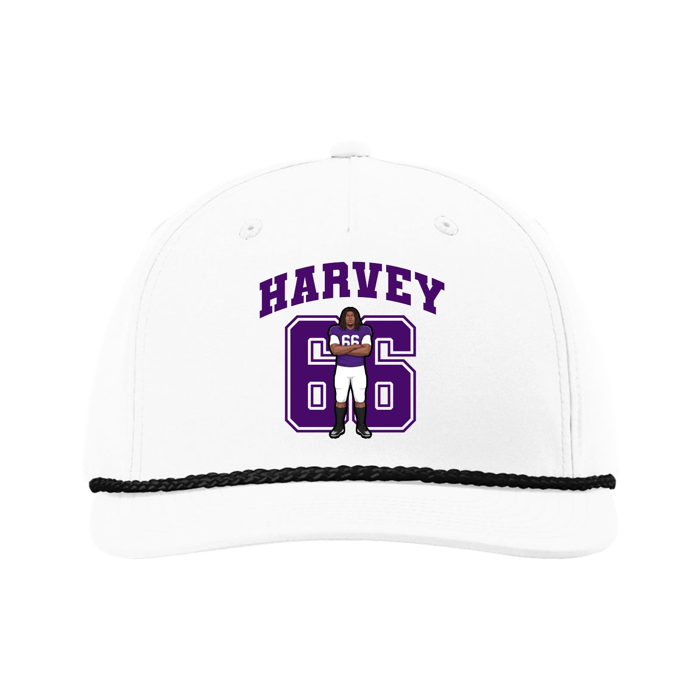 Five-Panel Classic Rope Cap — Number in White