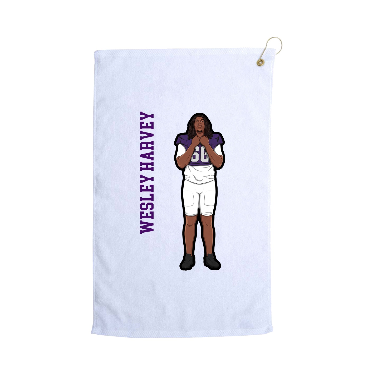 Golf Towel — Name Vertical in White