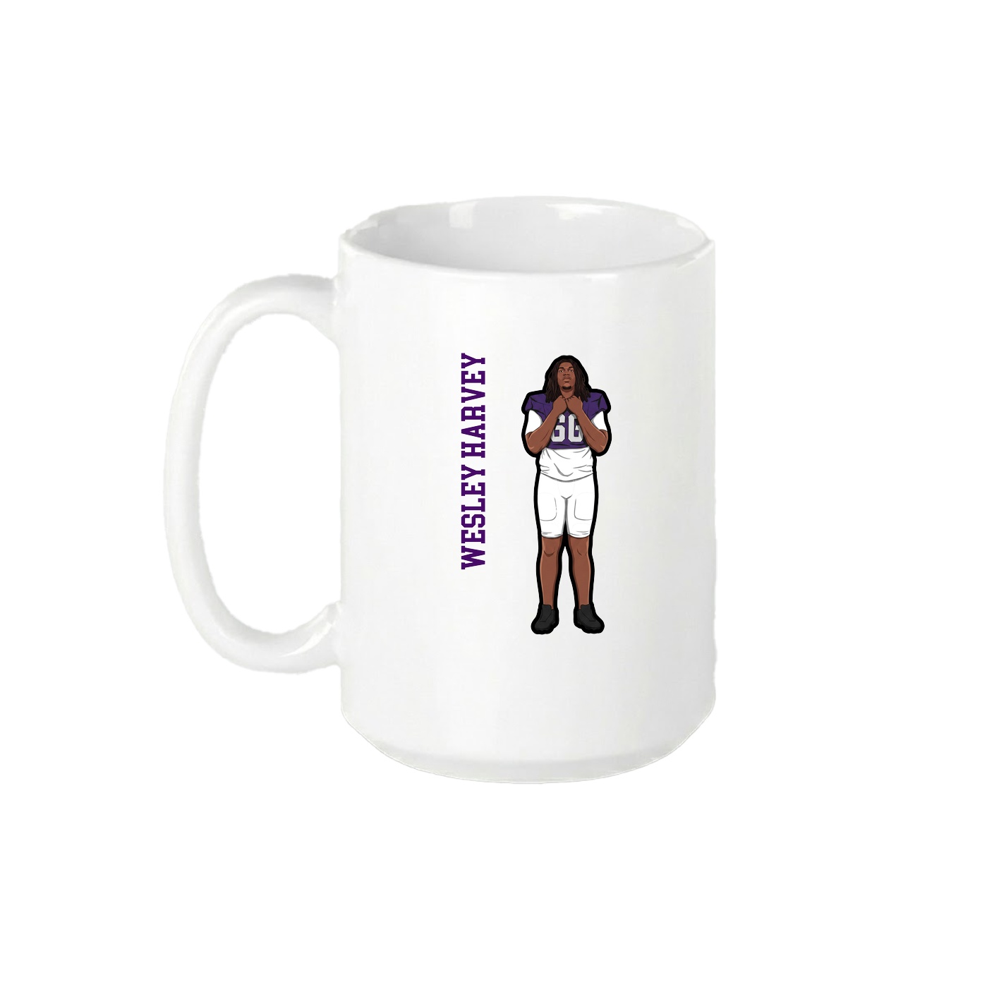 15oz Coffee Mug — Name Vertical in White