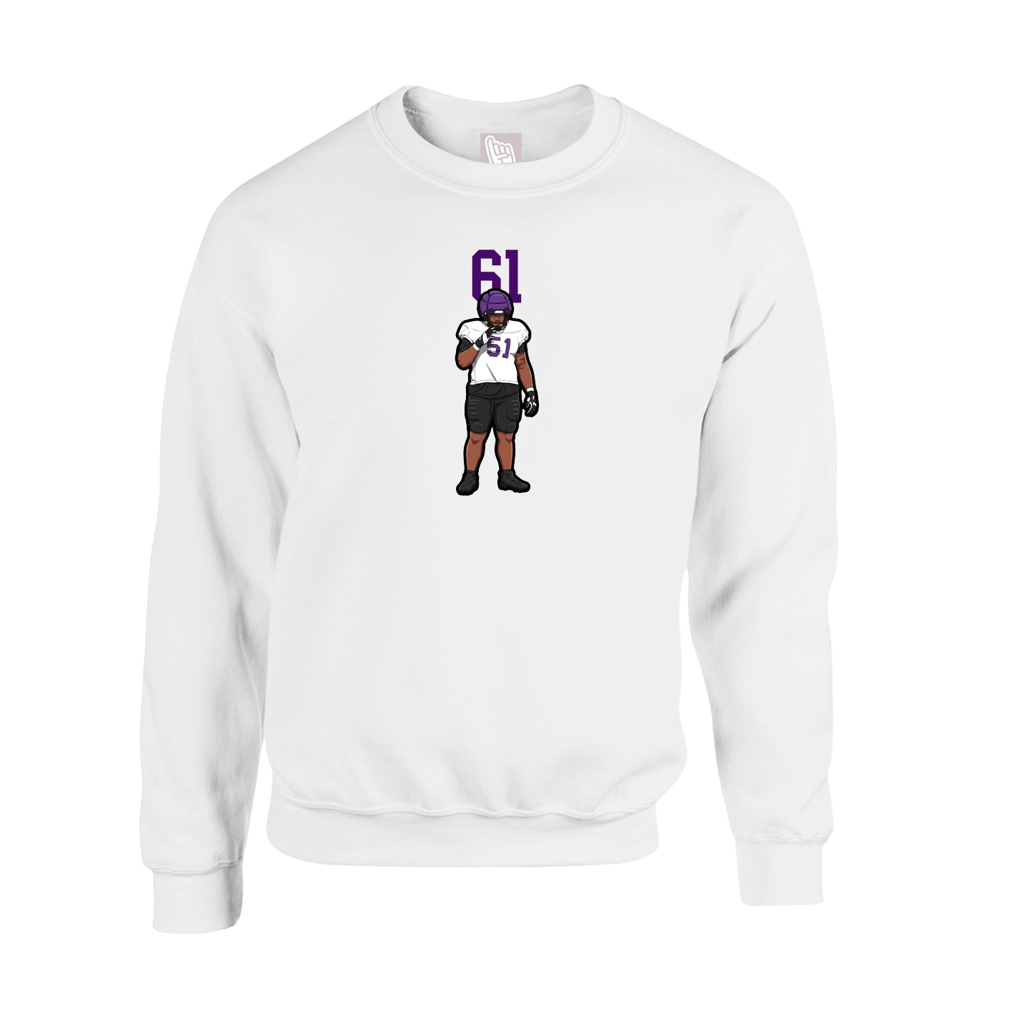Fleece Crew — Number Top in White