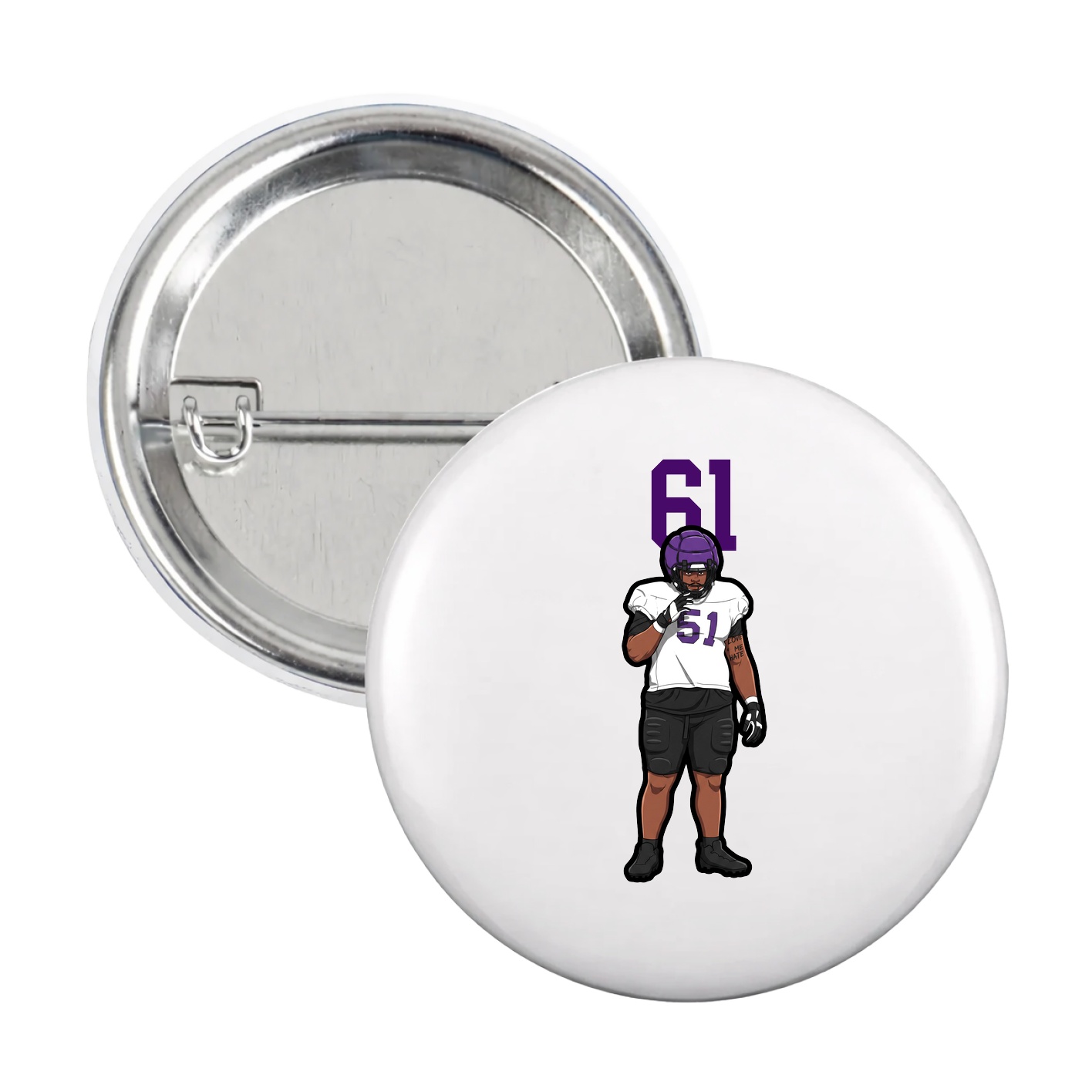 Game Day Button — Number Top in White