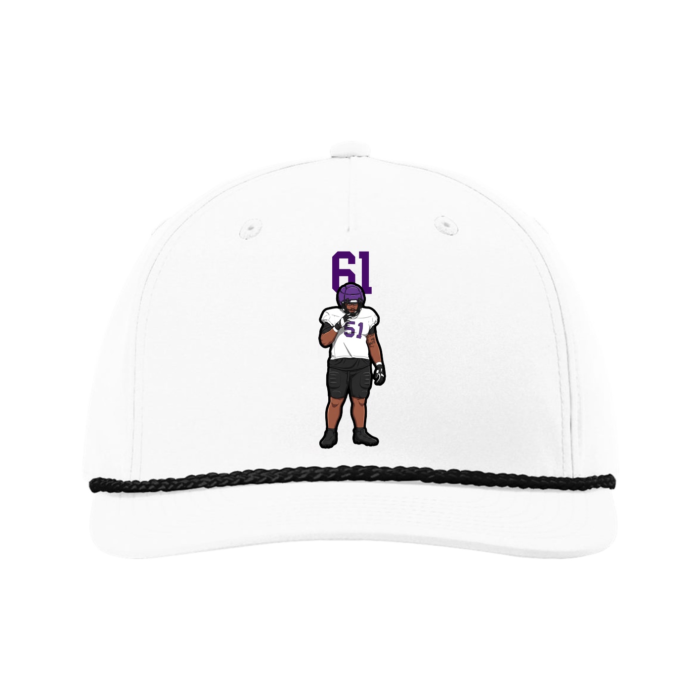 Five-Panel Classic Rope Cap — Number Top in White