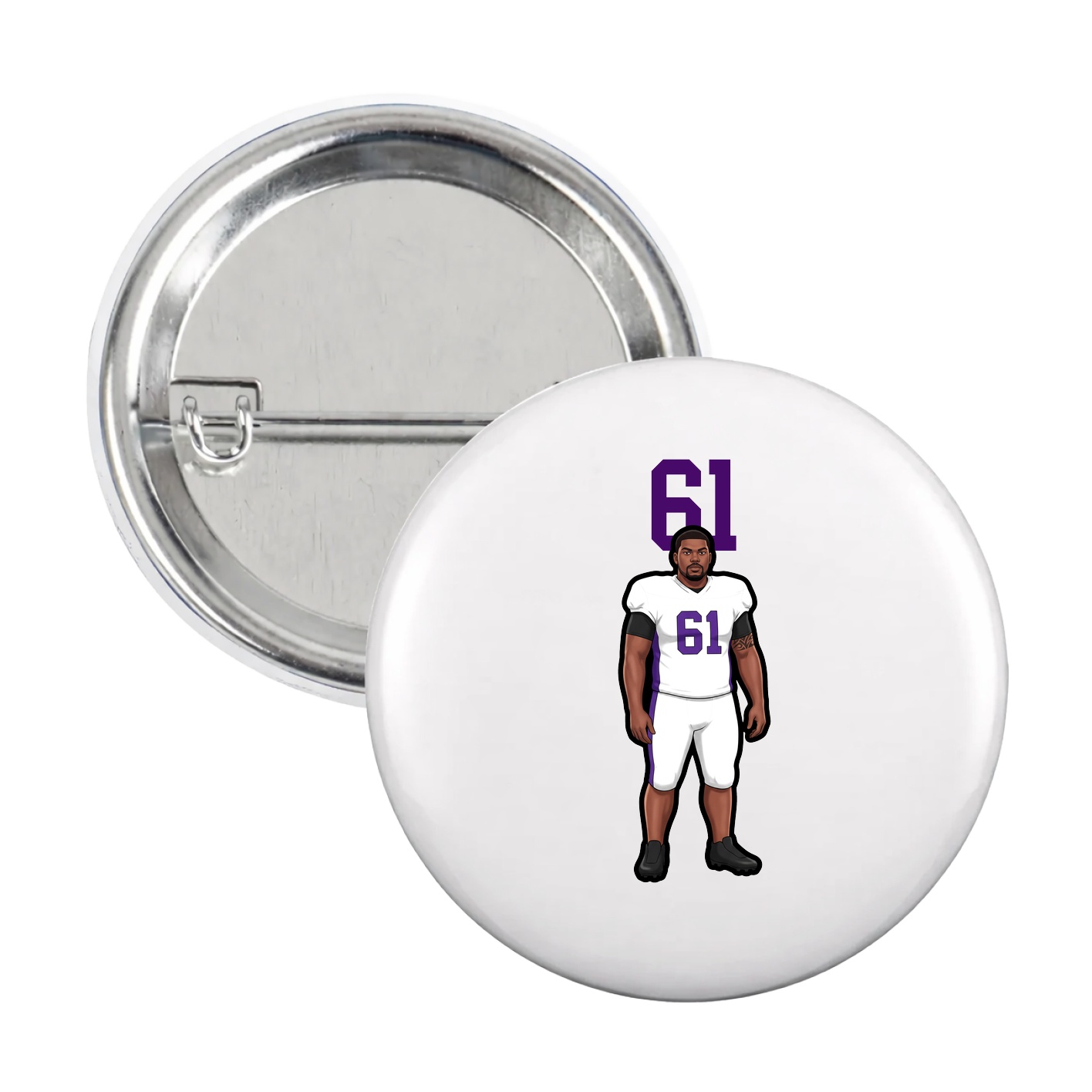 Game Day Button — Number Top in White
