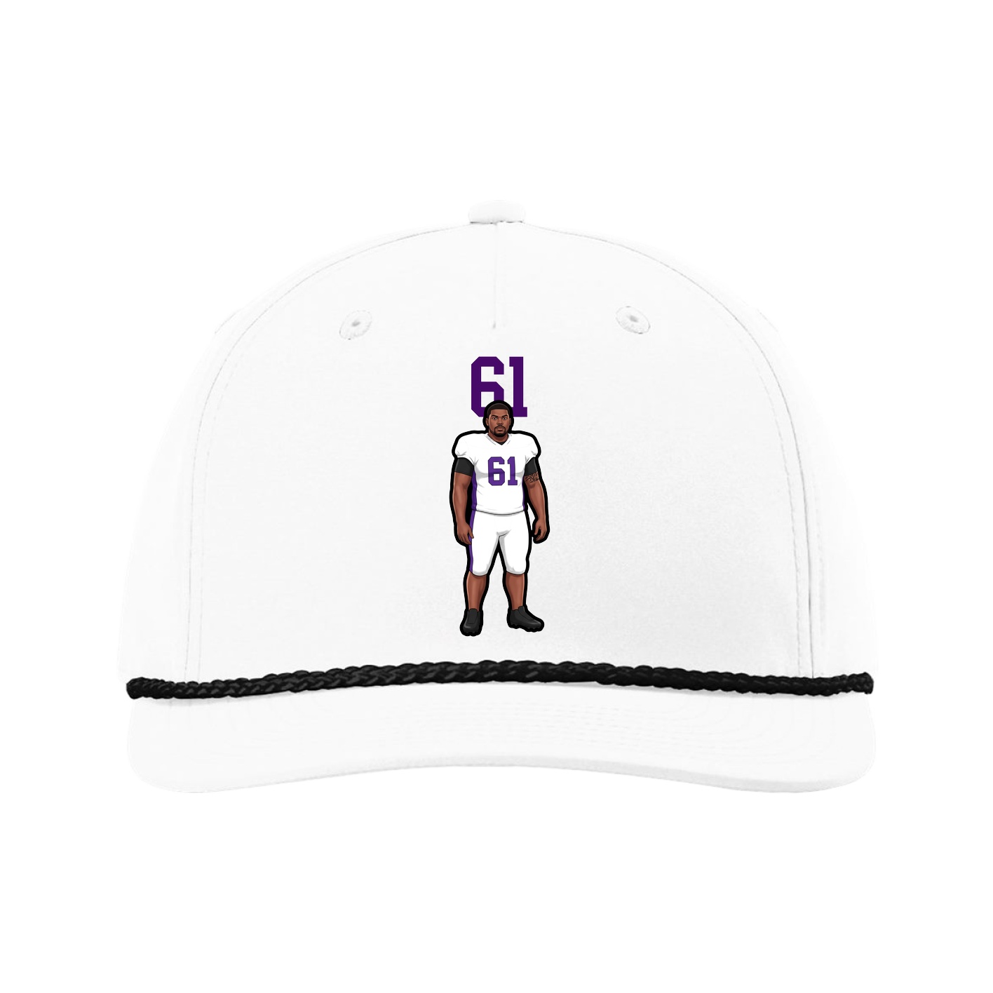 Five-Panel Classic Rope Cap — Number Top in White