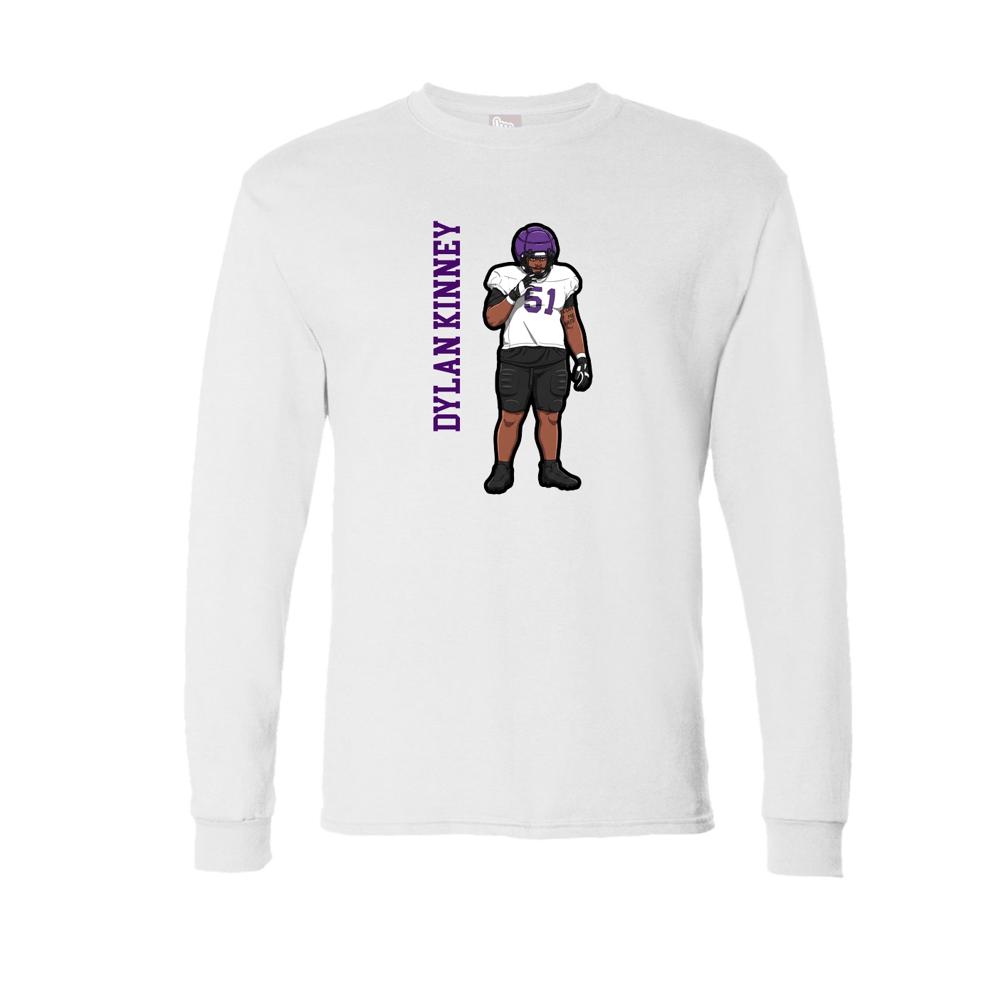 Long Sleeve Tee — Name Vertical in White