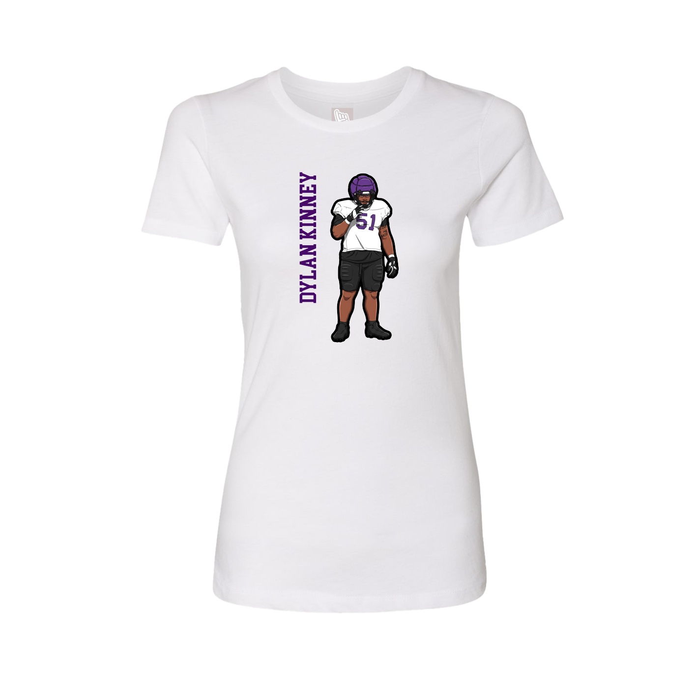 Fitted Women's Tee — Name Vertical in White