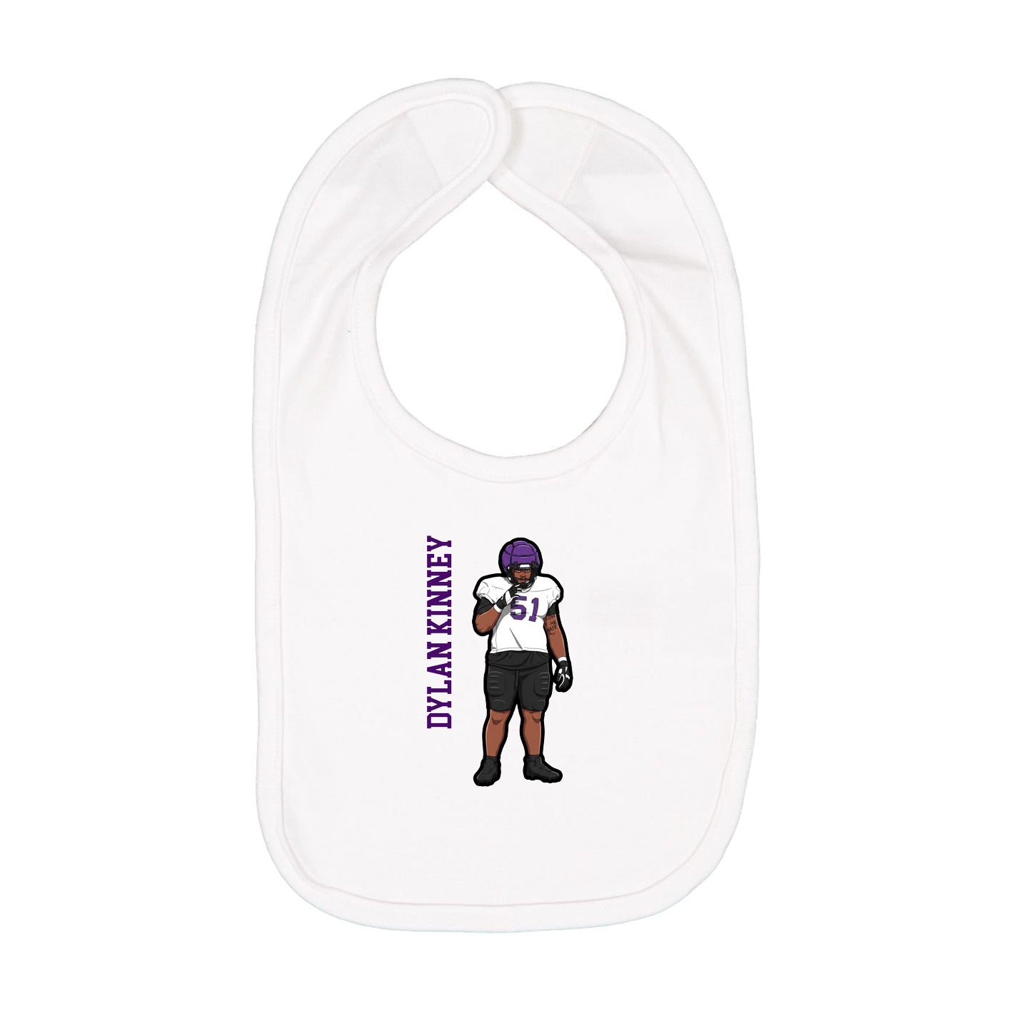 Infant Bib — Name Vertical in White