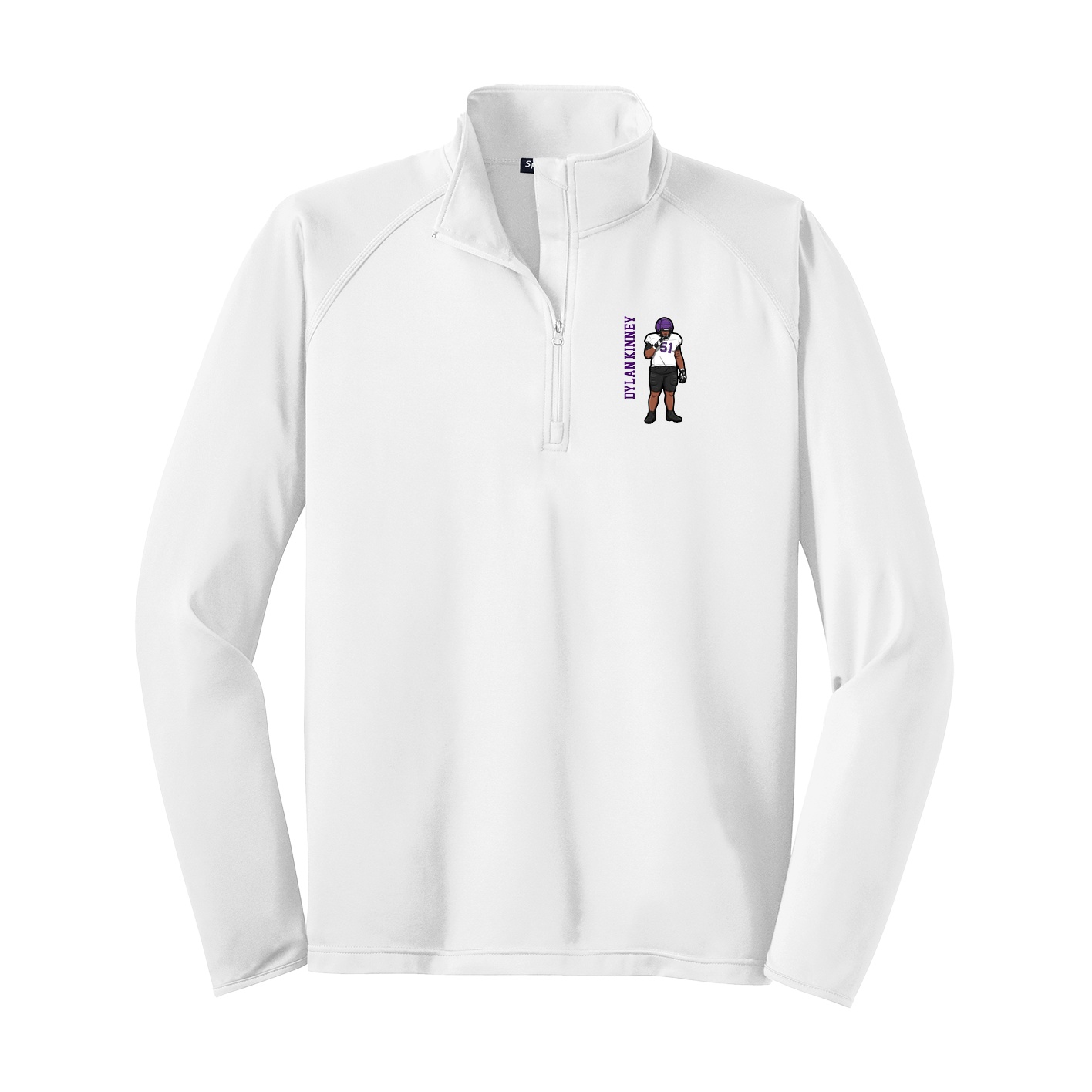 Q-Zip Pullover — Name Vertical in White