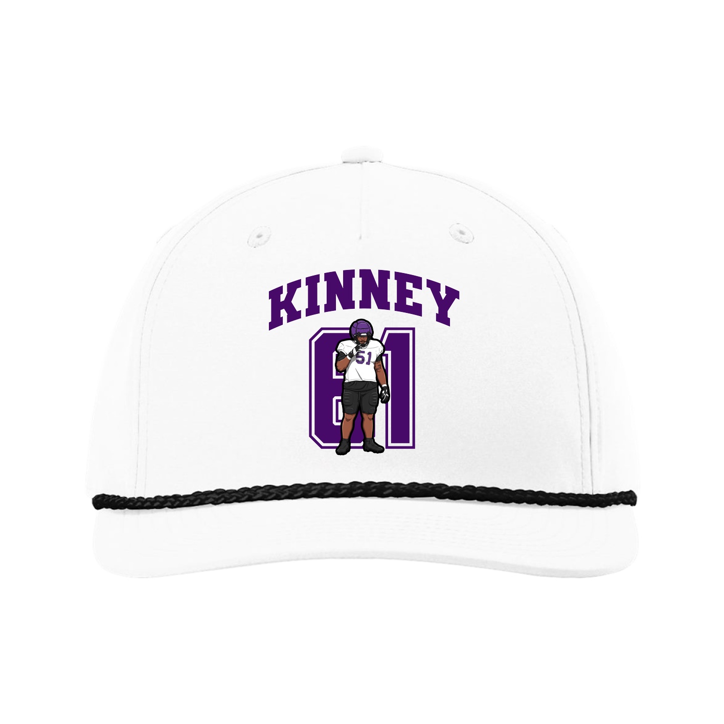 Five-Panel Classic Rope Cap — Number in White