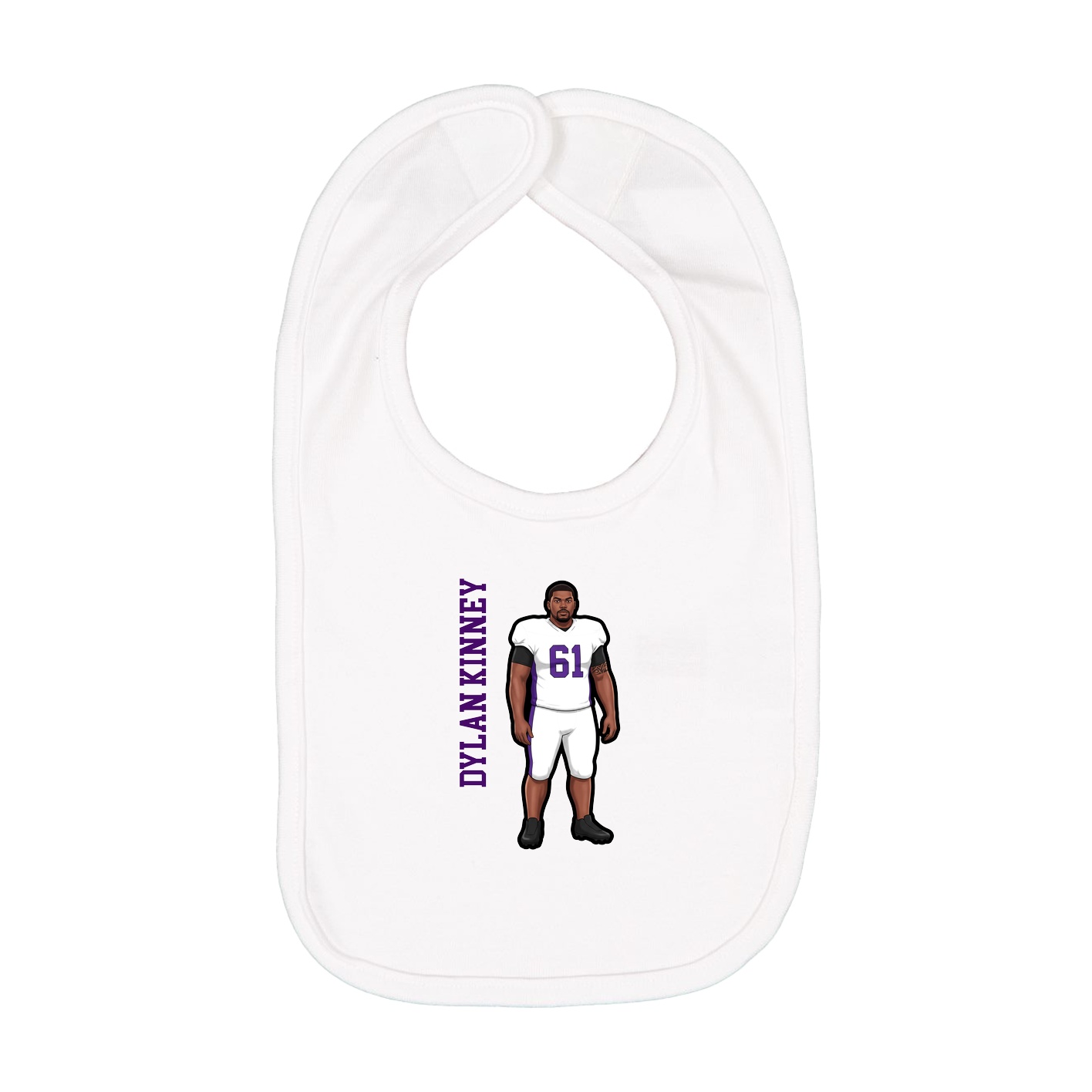 Infant Bib — Name Vertical in White