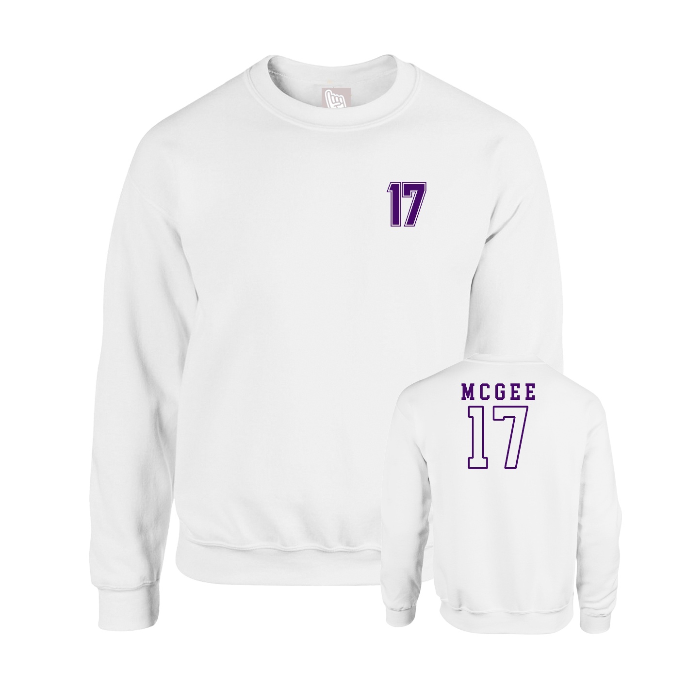 Fleece Crew — Chest Back in White