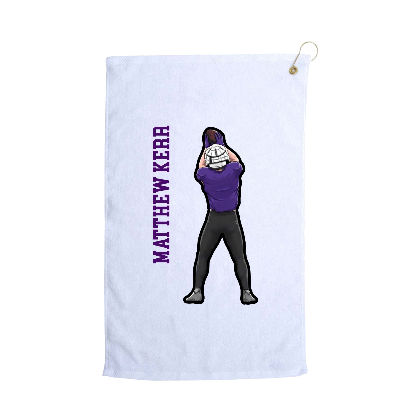 Golf Towel — Name Vertical in White