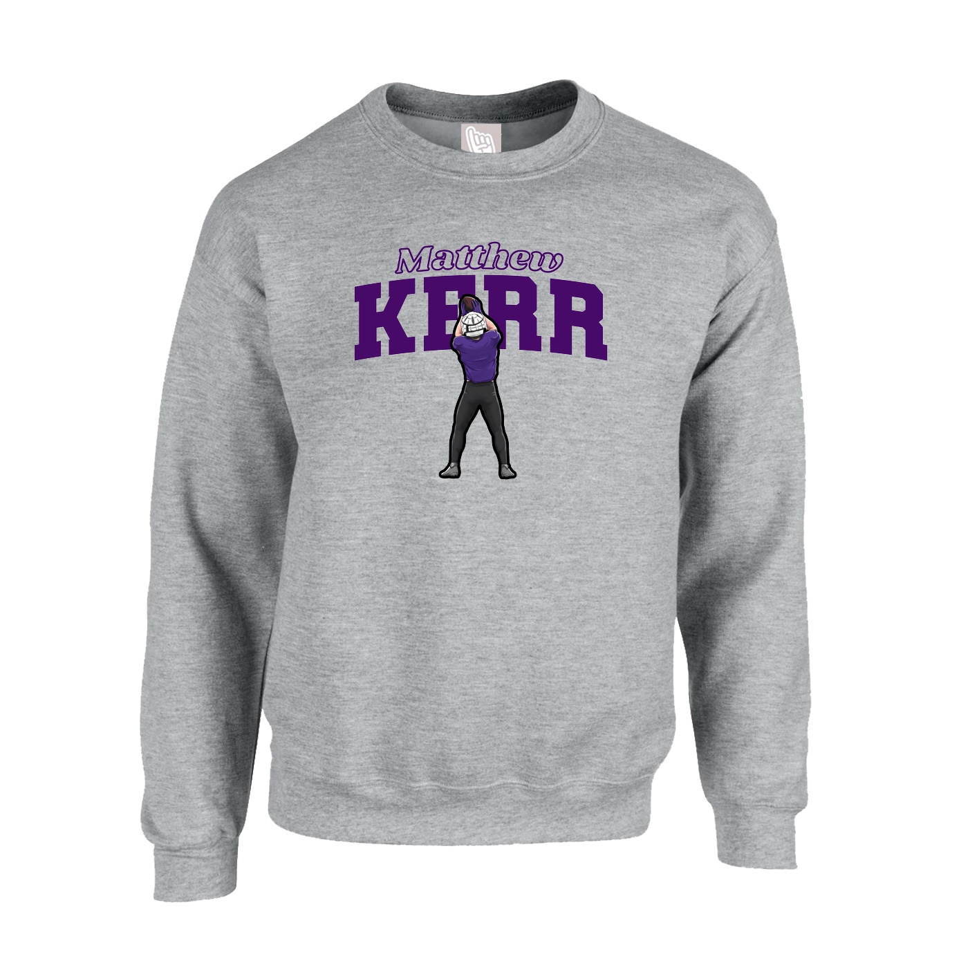 Fleece Crew — Name Arch in Grey